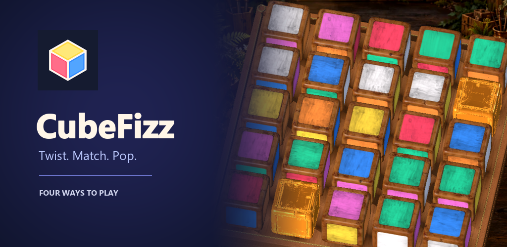 CubeFizz artwork featuring colorful wooden puzzle blocks